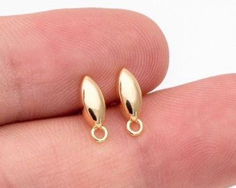10pcs Gold/ Silver Oval Ear Posts, Horse Eye Stud Earrings, Jewelry Making, Diy Material, Jewelry Supplies (GB-3722)
