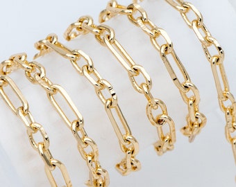Gold Oval Link Chains 2.4/ 3.6mm, 18K Gold plated Brass,  Color Not Easily Tarnish (#LK-275)/ 1 Meter=3.3 ft