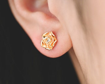 4pcs CZ Pave North Star Ear Posts With Loops,25x11mm, Real