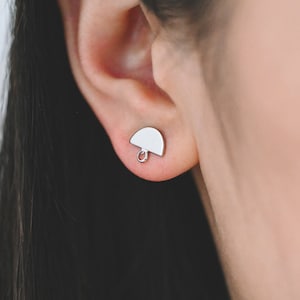 10pcs Gold Semi-circle Ear Posts 10x8mm, Geometric Stud Earrings, Half Moon Earring Components (GB-624-A)