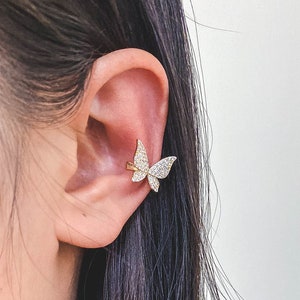 4 pares de pendientes de mariposa con pavé de circonita cúbica, sin perforar, delicados, sin espejo (GB-3535)