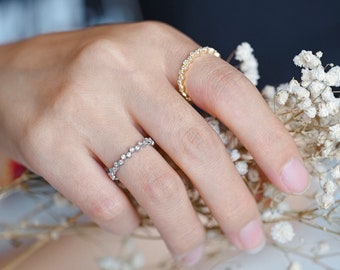 4pcs CZ Pave Finger Ring, Gold/ Rhodium plated Brass, Gift for Her, Stackable Ring, Minimalist Ring(#JZ-028-A)