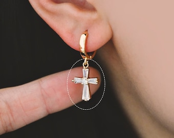 4pcs CZ Pave Gold Cross Charm, Earring Findings, Jewelry Making, Diy Material, Jewelry Supplies (GB-2731-M)
