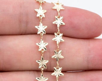 Gold Star Chain, 18K Real Gold plated Brass Chain, Quality Chain for Necklace Wholesale (#LK-570)/ 1 Meter=3.3ft