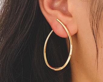 4pcs Gold U-Shaped Earrings, 18K Gold plated Brass, Horn Stud Earrings (GB-3687)