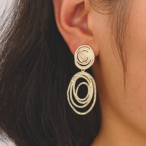 4pcs Gold/ Silver Vortex Earrings, Swirl Stud Earrings, Everyday Earrings, Handmade Earrings, Gift For Her (ER-094)