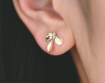 10pcs Gold/ Silver Tone Leaf Earring with Loop, Gold Plated Brass Stud Earrings, DIY Ear Findings (GB-1086)