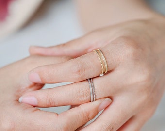 4pcs Double Band Gold/ Silver Ring, Adjustable Ring, Minimalist Ring, Stacking Ring, Wire Open Ring  (#JZ-022-D)