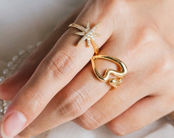 4pcs Gold/ Silver Heart Ring, Everyday Ring, Fashion Rings, Adjustable Ring, Minimalist Ring (#JZ-052)