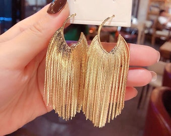 hirotakaクライノイドタッセル チェーンピアス 10K ゴールド フリンジ