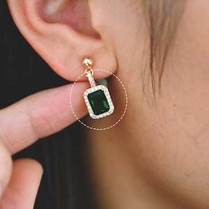 4pcs CZ Pave Gold Rectangle Charm, Glass Paved Pendant, Earring Findings, Jewelry Making, Jewelry Supplies (GB-3007)