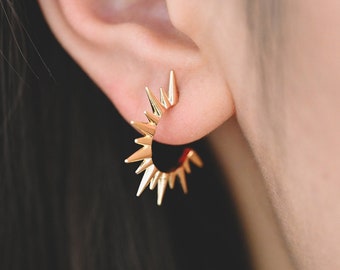 10pcs Gold/ Silver Sun Earrings, Gold Spike Hoops, Spike Earrings, Fashion Hoop, Statement Earring (#GB-1940)