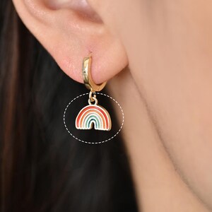 10pcs Enamel Rainbow Charms 9x10mm, 18K Gold plated Brass Rainbow Pendants (GB-3953)