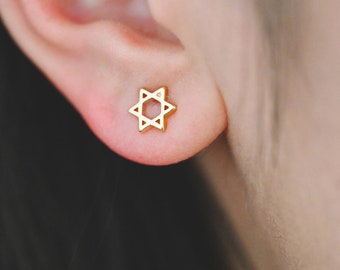 10pcs Gold Star Ear Posts, Real Gold plated Brass, Geometric Earring Studs (#GB-3493)