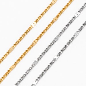 Dainty Gold/ Rhodium plated Brass Curb Chains, 1.3mm Delicate Thin Chains with 1.8mm Flat Links (#LK-128)/ 1 Meter=3.3 ft