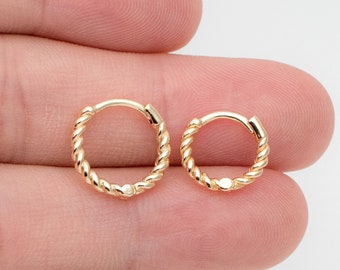 10pcs Gold Minimalist Hoop Earrings 11/ 13/ 15mm, Gold Huggie Earrings, Huggie Hoops (GB-3457)