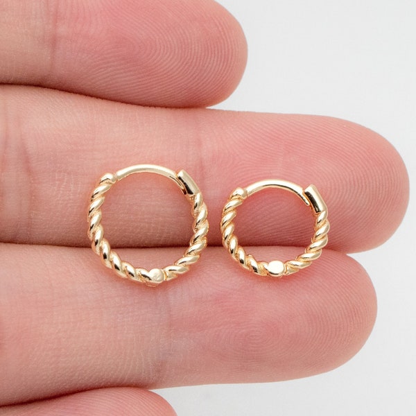 10pcs Gold Minimalist Hoop Earrings 11/ 13/ 15mm, Gold Huggie Earrings, Huggie Hoops (GB-3457)