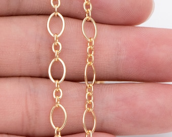 Gold plated Brass Oval Link Chains, DIY Necklace Chain Findings Wholesale (#LK-286)/ 1 Meter=3.3 ft