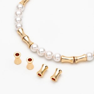 20pcs Gold plated Brass Tube Spacer Beads 8x5mm, DIY Jewelry Making Supplies Wholesale (GB-657)