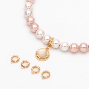 10pcs Gold Bail Beads, Bail Charm Holder Spacer with Loop, Tube Bails, Cord Bails, Slider Bails, Spacer Ring (GB-1328-A)