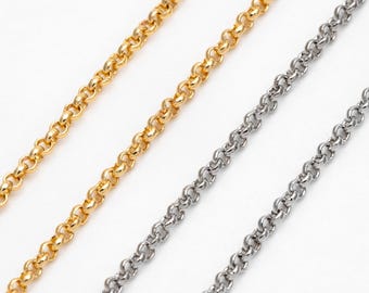 Gold/ Rhodium Plated Brass Chains 1.6mm, Round Cable Linked Chains, DIY Chain Wholesale (#LK-347)/ 1 Meter=3.3 ft