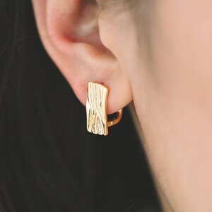 4pcs Rough Rectangle Leverback Ear Hook With Loop, 13x18mm, Real Gold/ Rhodium plated Brass Earring Hooks (GB-3002-E)