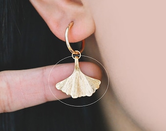 10pcs Gold Fan Shaped Charm 19x21mm, 18K Gold plated Ginkgo Leaf charm (GB-214-C)