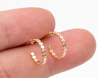 10pcs Gold Round Circle Ear Posts, Gold plated Brass, Geometric Hoop Stud Earrings (GB-3719)