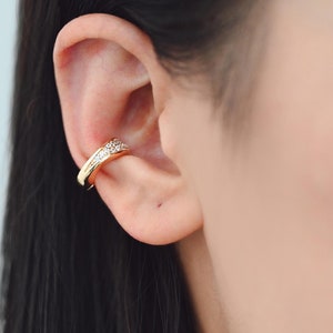4pcs CZ Pave Gold/ Silver Tone Ear Cuff, Minimalist Cartilage Earrings, Dainty Clip On Earrings  (GB-4576)