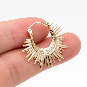 4pcs Gold/ Silver Sun Hoop Earrings, 18K Gold/ Rhodium plated Brass Sun Earrings, Earring Components (#GB-3716)