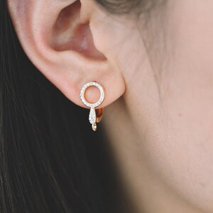 4pcs CZ Pave Gold Click-in Style Leverback Earring with Loop, Earring Finding Wholesale (GB-2322)