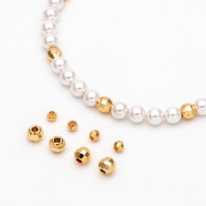 20pcs Gold plated Brass Faceted Spacer Beads 4/6mm, Jewelry Supply (GB-1400)
