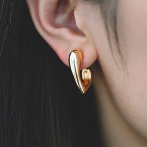 4pcs Gold Heart Earring, Gold Plated Brass Stud Earrings, Jewelry Findings, Wholesale Supplies (GB-3396)