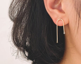 Pendientes de barra de oro de 10 piezas, postes de oreja en forma de U, hallazgos de alambre de oreja simples (GB-784)