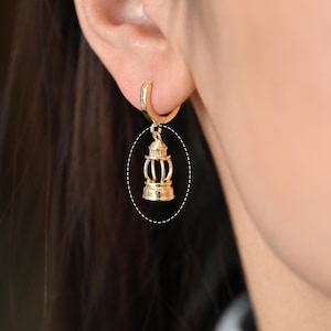 10pcs 18K Gold Plated Lantern Charms，Brass Lamp Pendants (GB-3982)