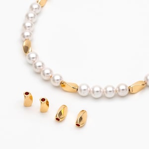 10pcs Gold Tube Beads 8x4.5mm, Real Gold plated Brass Tube Spacer Beads (GB-1393)