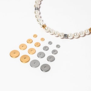 20pcs Gold/ Silver Tone Disc Spacer Beads, Round Coin Beads, Smooth Flat Disk Spacers 4/ 6/ 8/ 10mm, Donuts Findings diy jewelry (GB-1333)