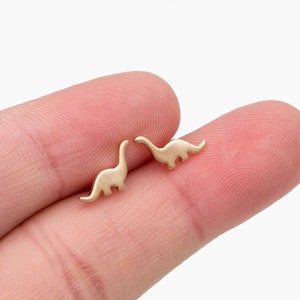 10pcs Gold Brushed Dinosaur Earrings 6.5x10mm, Tiny Stud Earrings (GB-4209)