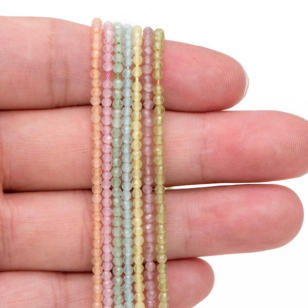 2mm-2.5mm faceted Colorful Micro Cat Eye Glass Beads, Small Faced beads, Bracelet Necklace DIY, Full 15 Inch Strands (TR-012)