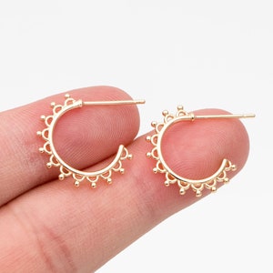 10pcs Gold Round Circle Ear Posts 18mm, Gold plated Brass, Dainty Geometric Hoop Stud Earrings (GB-3725)
