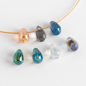 Glass Teardrop beads 9x6mm, Tear Drop Crystal Pear Beads,  (GM-032)/ 50 beads