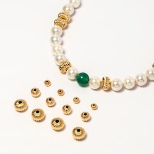 Gold plated Brass Rondelle Beads, Melon Spacer Beads 4/ 6/ 8mm, lead nickel free (GB-099)