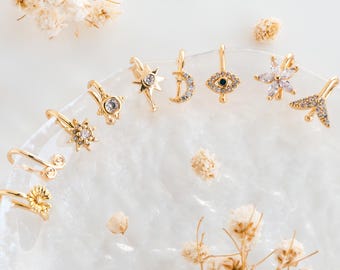 4pcs Gold Nose Cuff, Non Piercing Ear Cuff, Gold plated Brass, Adjustable Fake Nose Rings, Dainty Nose Jewelry (GB-3709)