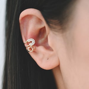 10pcs CZ Pave Safety Pin Ear Cuff, Cartilage, Dainty Earcuff Earring (GB-2073)