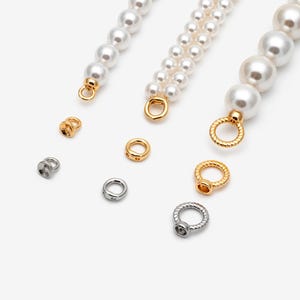 10 piezas de cierres de pulsera/collar de oro/plata con forma de aro, extremos de cuentas de latón chapado en oro/rodio para la fabricación de collares (GB-4262)