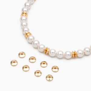 20pcs Gold Round Coin Spacer Beads 5.5mm, Real Gold plated Brass Spacer Beads (GB-2916)