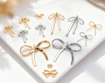 10pcs Gold/ Silver Bowknot Charms 18mm, Christmas Pendants, Bow Knot Pendant (#GB-2745)