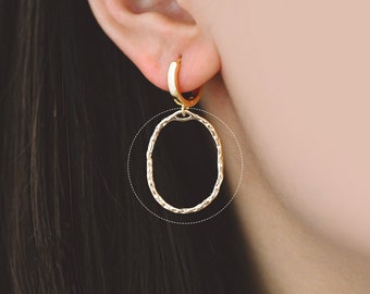 10pcs Gold Oval Link Pendants 27x20mm, 18K Gold plated Brass, Geometric Teardrop Hoop Charms  (GB-2750-H)