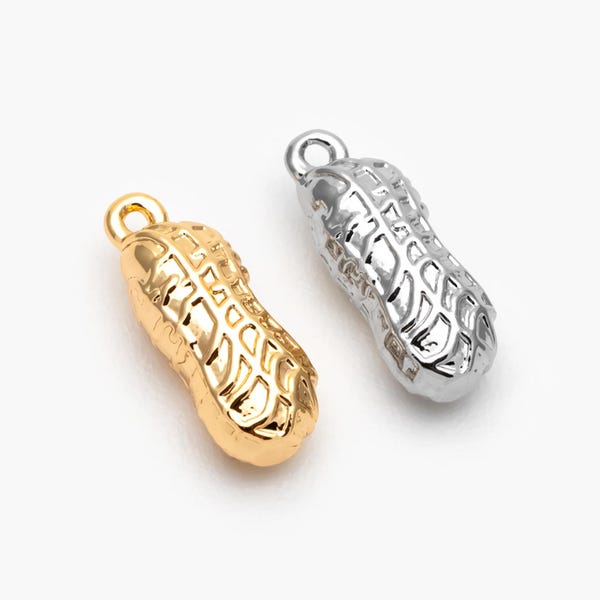 10pcs Gold/ Silver Peanut Charms , 18K Gold/ Rhodium plated Brass, Jewelry Making, Diy Material, Jewelry Supplies (GB-4589-F)