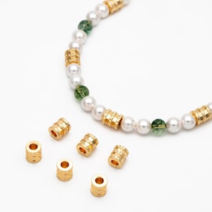 10pcs Gold Tube Beads 7x6mm, 18K Gold plated Brass, Tube Spacer Beads (GB-1783)